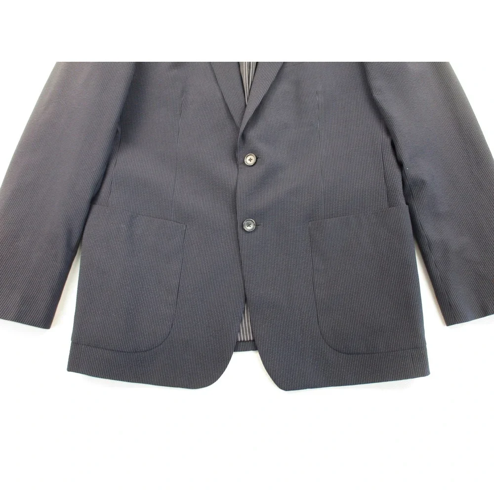 Banana Republic Marzotto Blazer Mens 40R Blue Seersucker Wool Silk Sport Coat